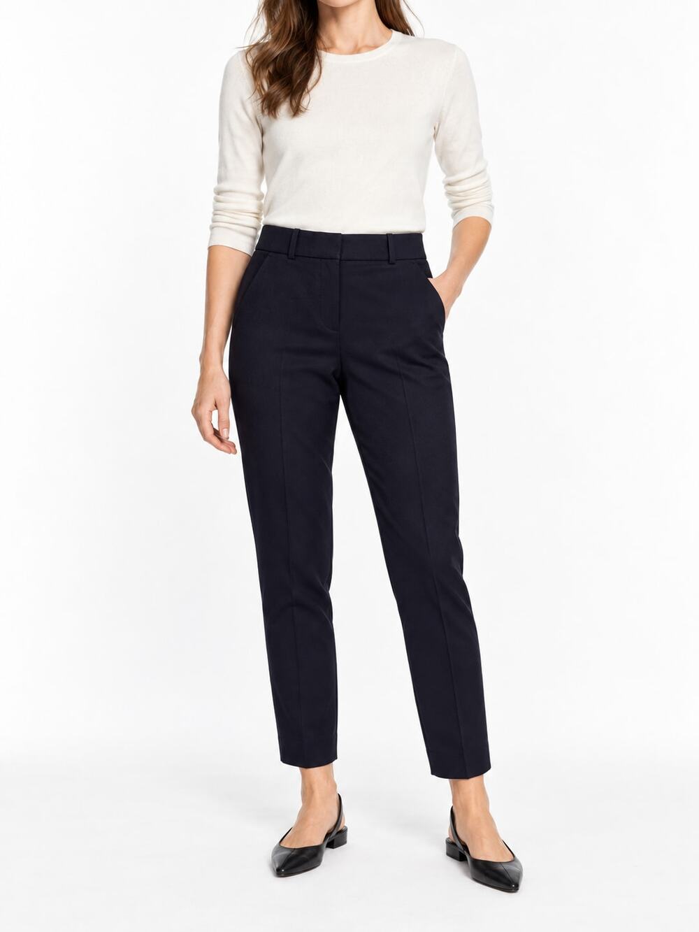 J.Crew Womens Cameron Slim Crop Pants Navy Size 00 Cotton Viscose Stretch Career